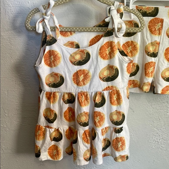 Kate Quinn Orange and White Orange Citrus Print Top and Shorts Set - Picture 2 of 5